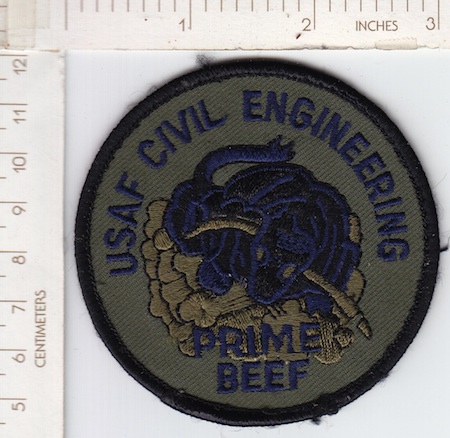 USAF Civil Engineering PRIME BEEF blue letters me rfu $1.50