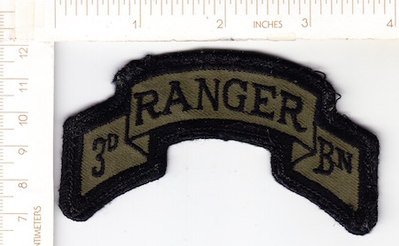 3rd Ranger Bn scroll OD (thin letters) me rfu  $2.00
