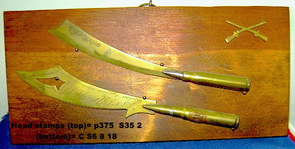 WW2? Trench Art, Rehab Project 2 brass letter openers $60.00