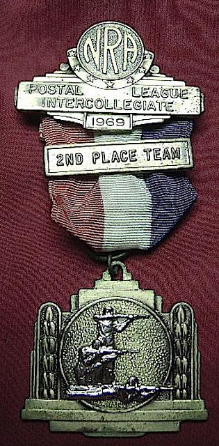 NRA 1969 Postal League Intercollegiate 2nd Place medal $5.00