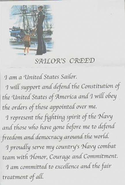 U.S. Navy Sailors Creed $5.00