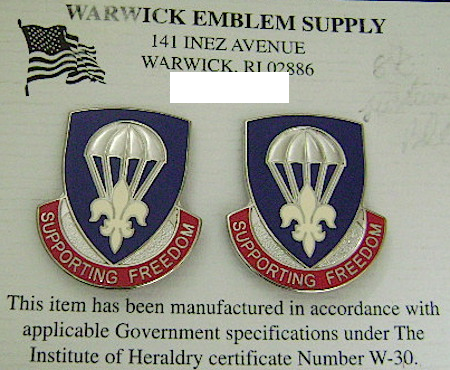 Army DUI crests 82nd Sustainment Bde pair $7.50