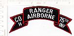 Ranger Airborne Co H 75th Inf scroll ce ns $10.00